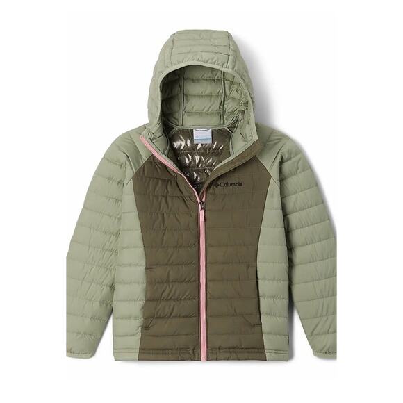 Columbia Youth Girls Powder Lite Hooded Jacket, Olive, M 10/12